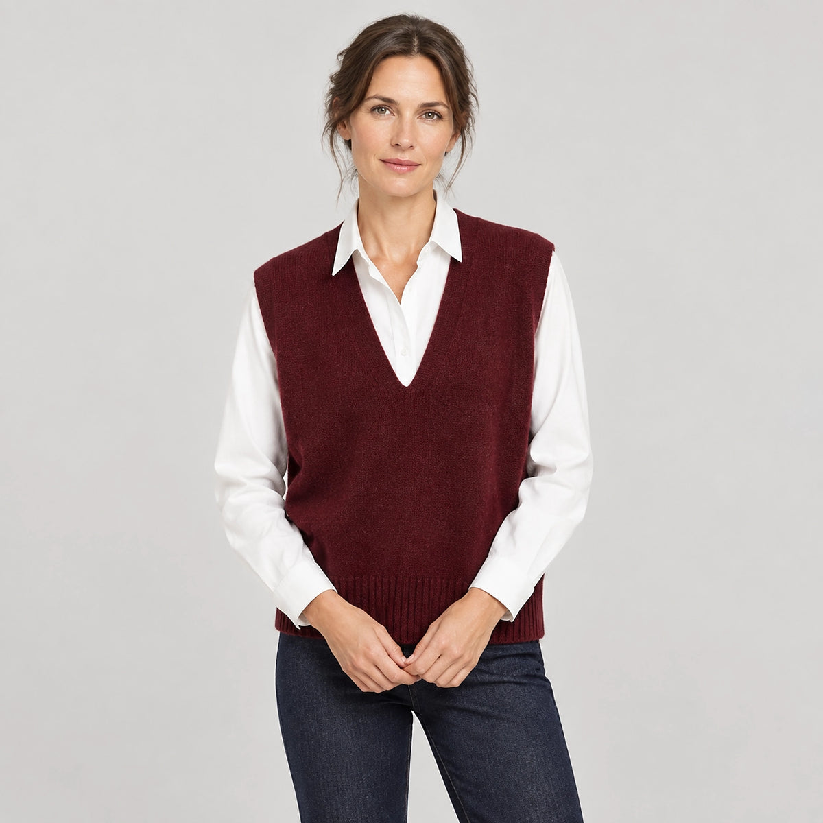 Harlo Wool Sweater Vest — Anchor Red (apparel front)