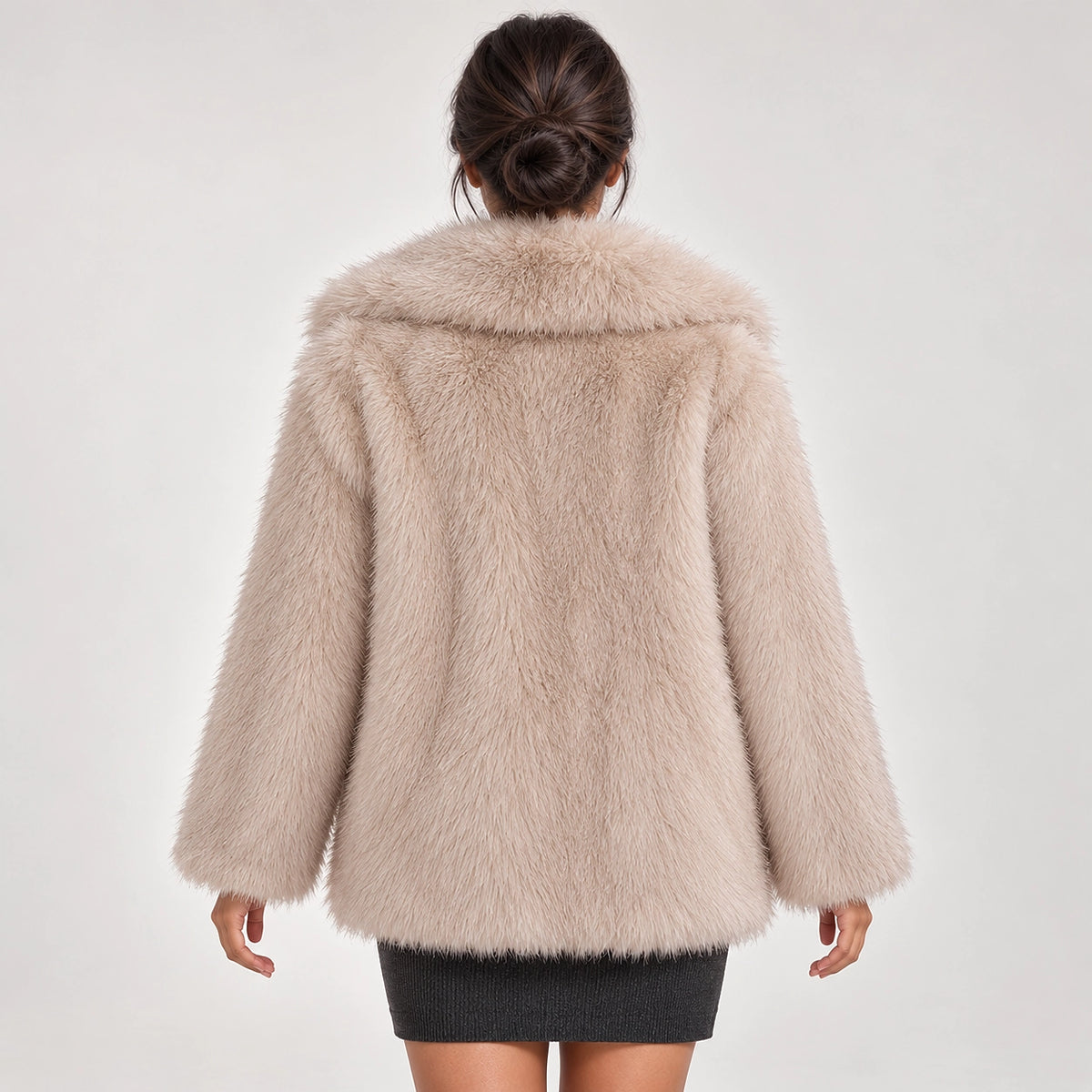 Neravessa Lapel Coat — Beige (apparel back)
