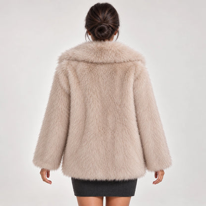 Neravessa Lapel Coat — Beige (apparel back)