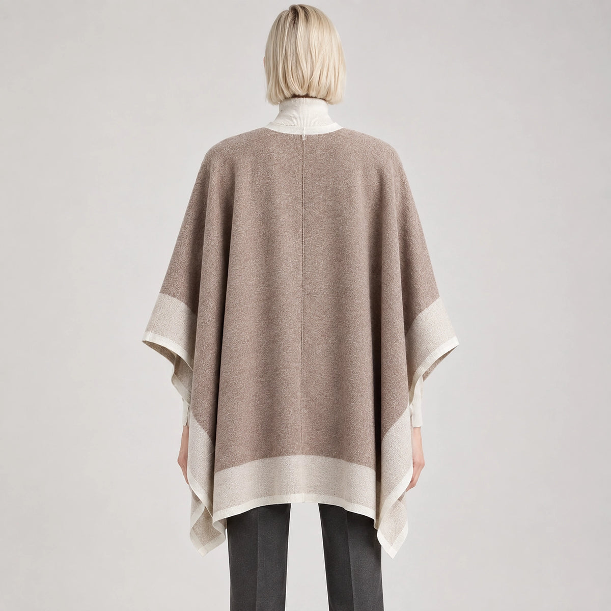 Halvera Merino Wool Poncho — Beige (apparel back)