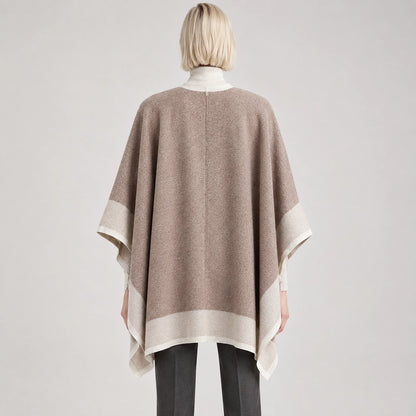 Halvera Merino Wool Poncho — Beige (apparel back)