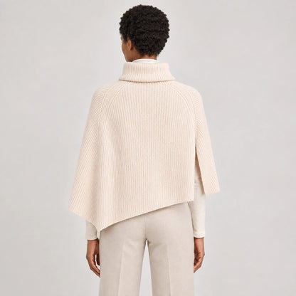 Hobart Wool Poncho — Beige (apparel back)