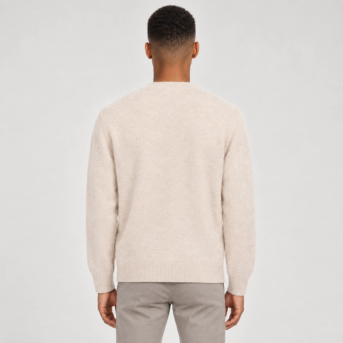 Dalven Wool Blend Cardigan — Beige (apparel back)