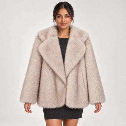 Neravessa Lapel Coat — Beige (apparel front)