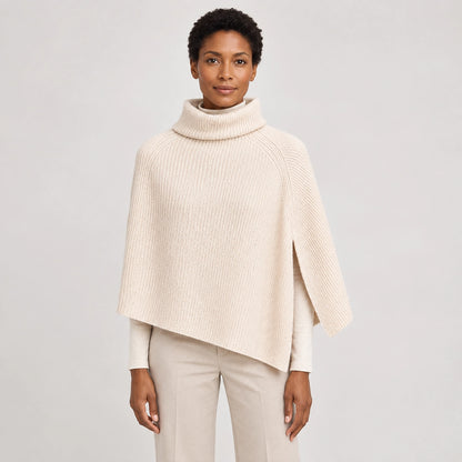 Hobart Wool Poncho — Beige (apparel front)