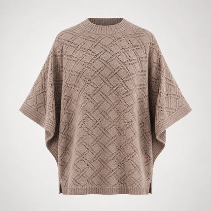 Dalvey Wool Knit Poncho — Beige (apparel solo)