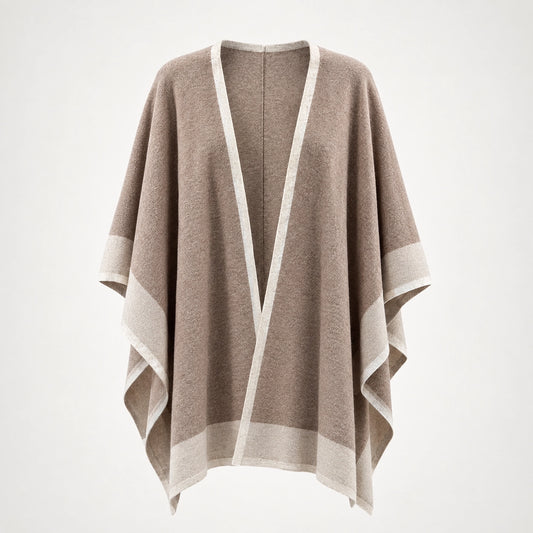 Halvera Merino Wool Poncho — Beige (apparel solo)