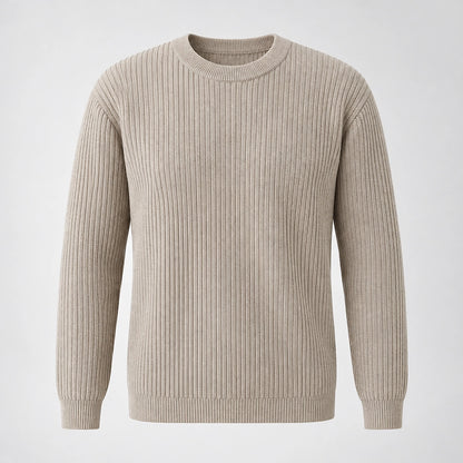 Harlen Ribbed Crewneck Sweater — Beige (apparel solo)