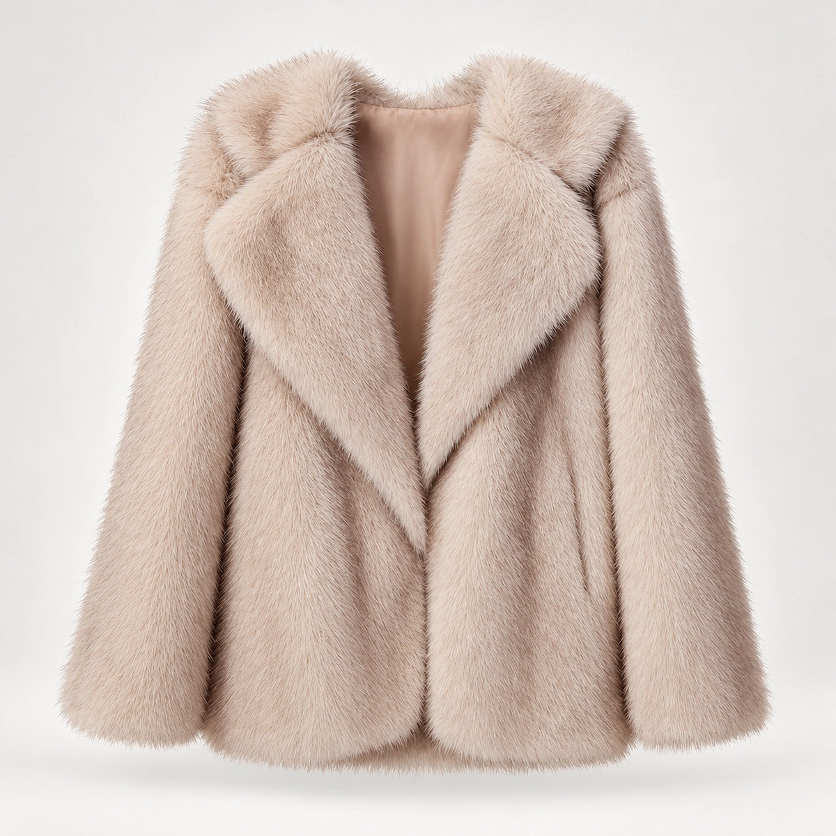 Neravessa Lapel Coat — Beige (apparel solo)