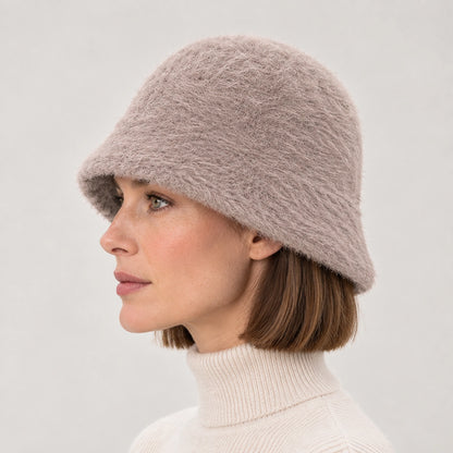 Beloria Rabbit Fur Bucket Hat — Beige (headwear model alt)
