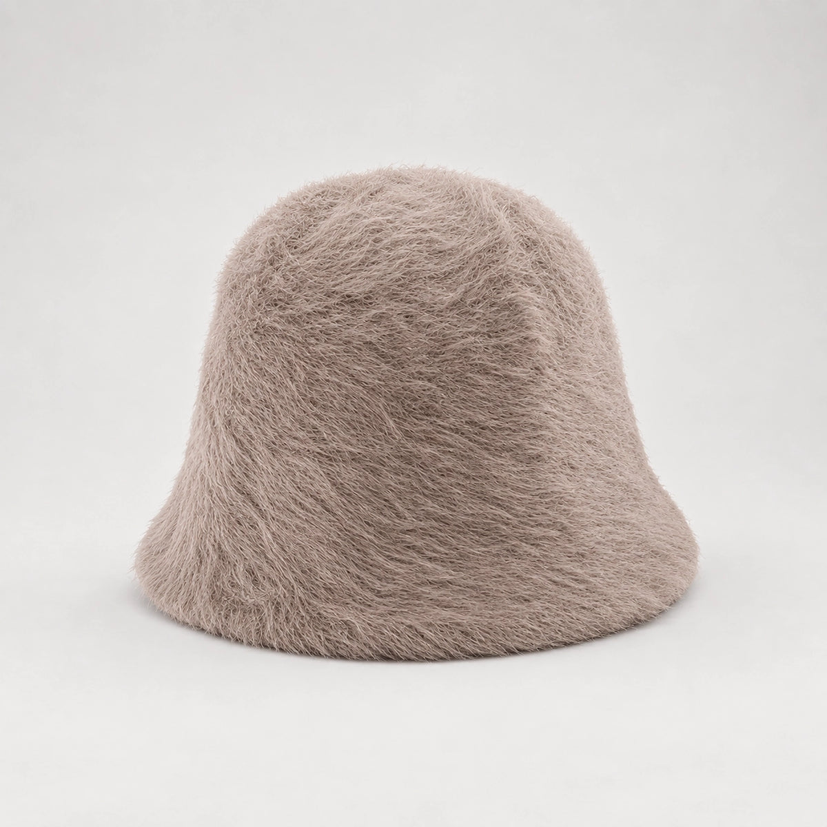 Beloria Rabbit Fur Bucket Hat — Beige (headwear solo front)
