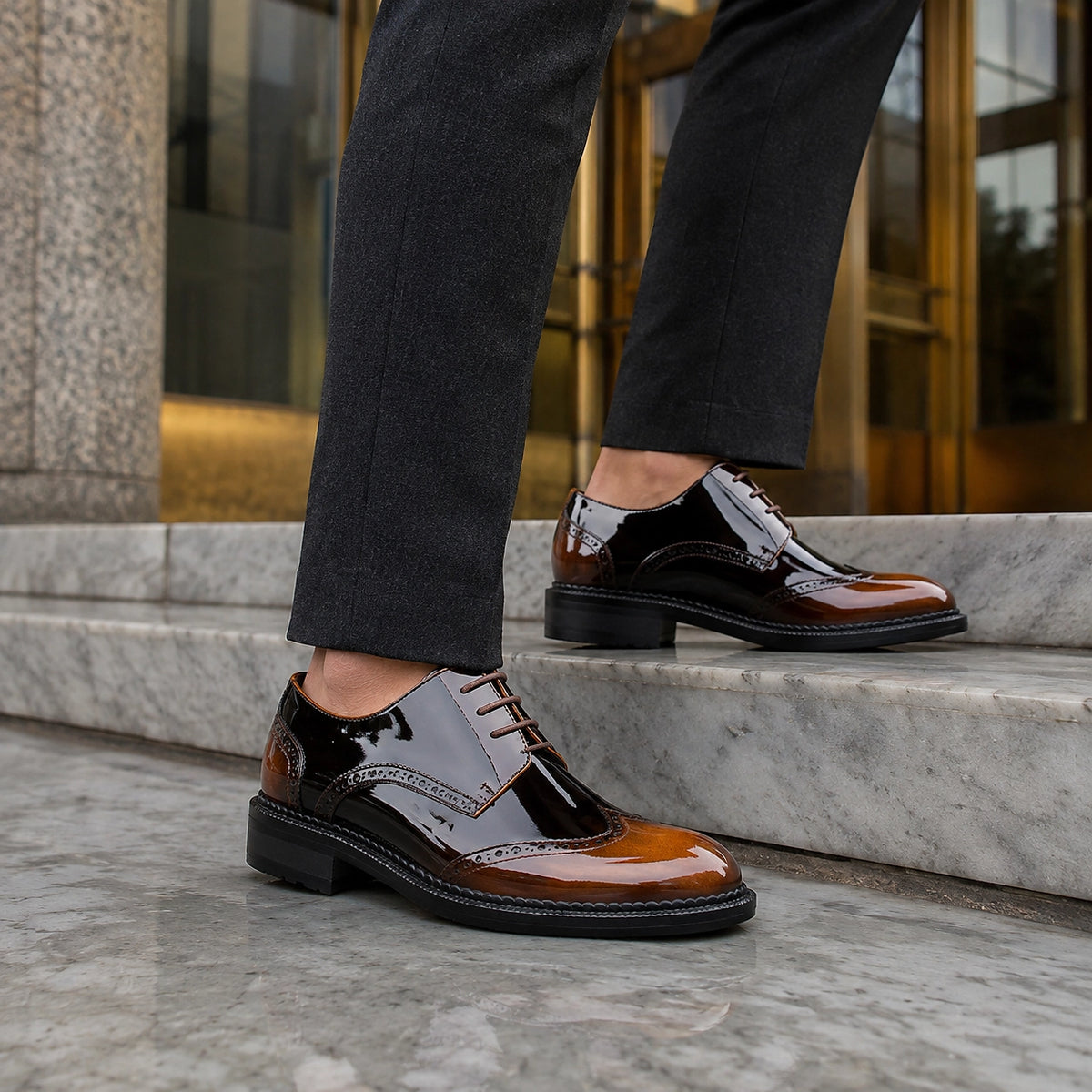 Halford Leather Brogue Oxford — Black And White (footwear environment 2)