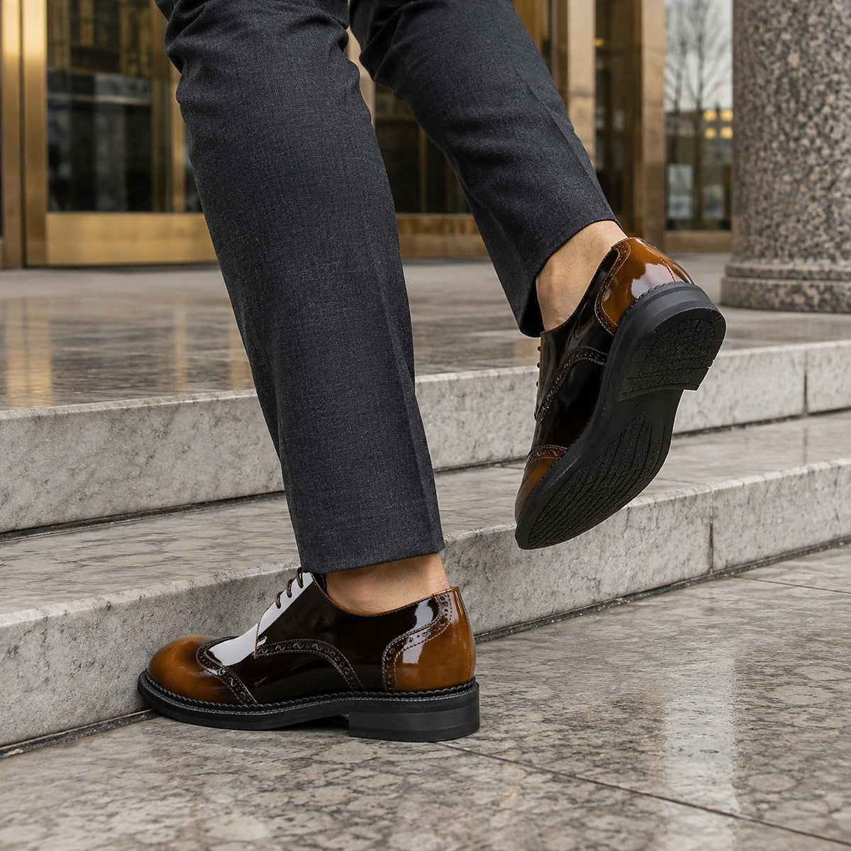 Halford Leather Brogue Oxford — Black And White (footwear environment 3)