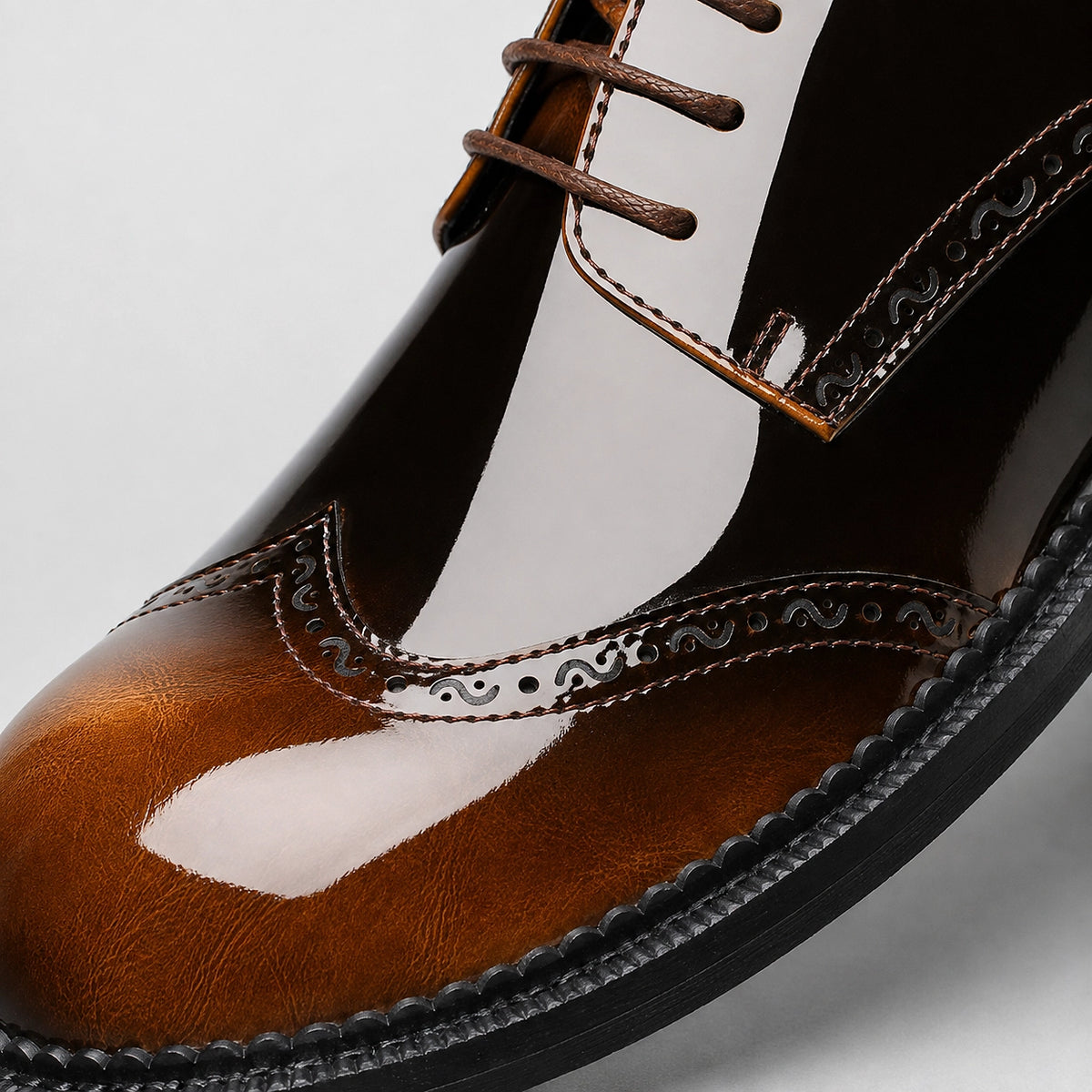 Halford Leather Brogue Oxford — Black And White (mens shoe zoom)