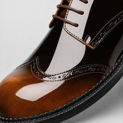 Halford Leather Brogue Oxford — Black And White (mens shoe zoom)