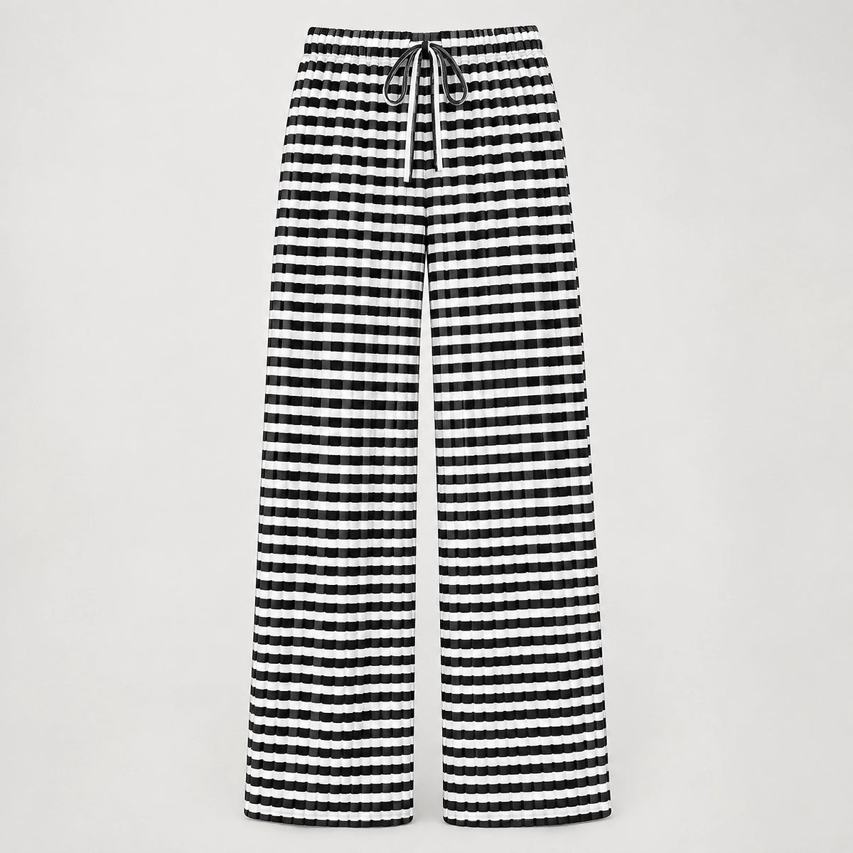 Delwyn Ribbed Drawstring Pants — Black And White Stripes (apparel solo)