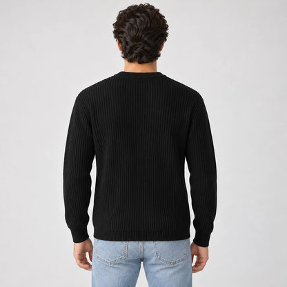 Harlen Ribbed Crewneck Sweater — Black (apparel back)