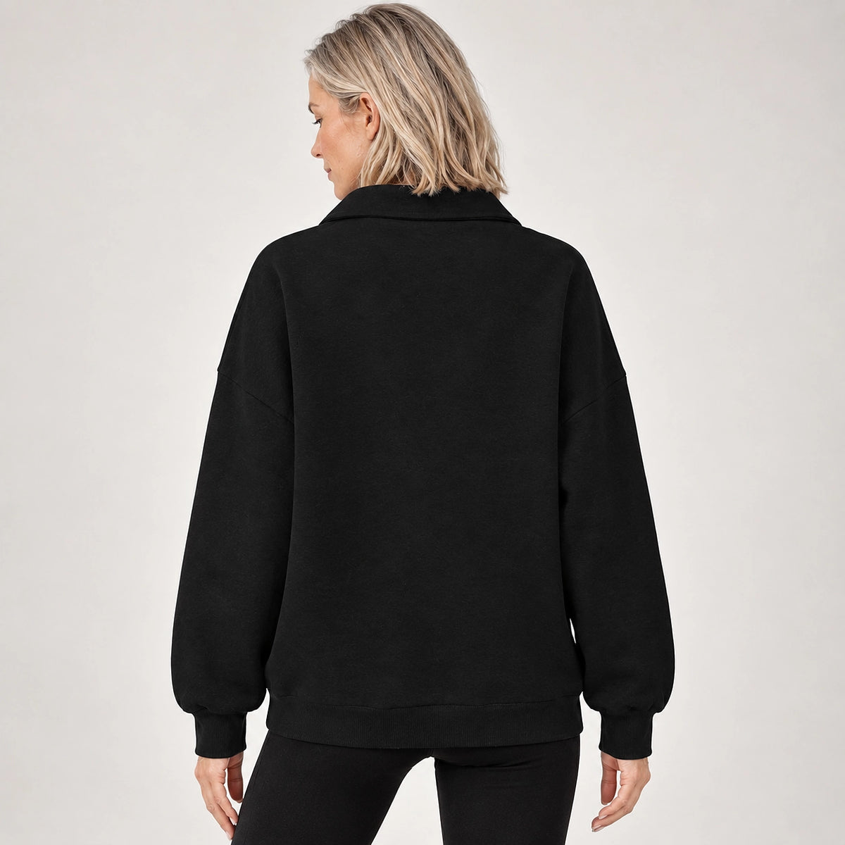 Delvra Quarter-Zip Sweatshirt — Black (apparel back)