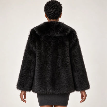 Neravessa Lapel Coat — Black (apparel back)