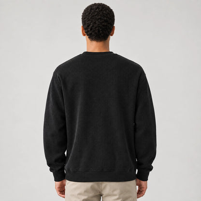 Halvern Colorblock Crewneck Sweatshirt — Black (apparel back)