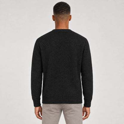 Dalven Wool Blend Cardigan — Black (apparel back)