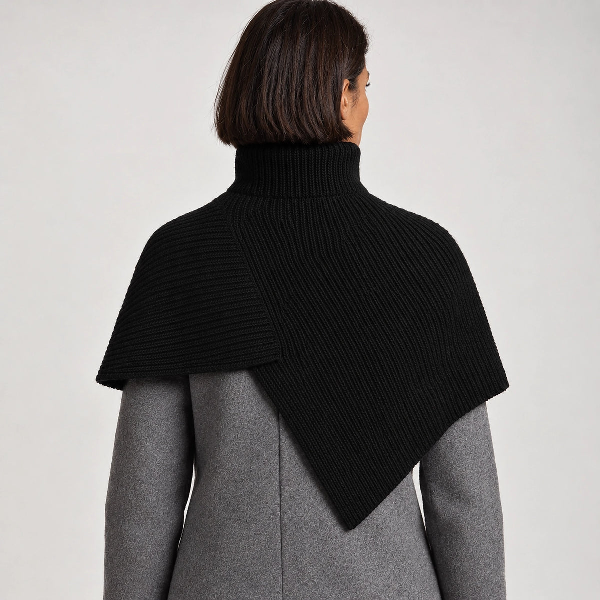 Belvara Ribbed Knit Wrap — Black (apparel back)