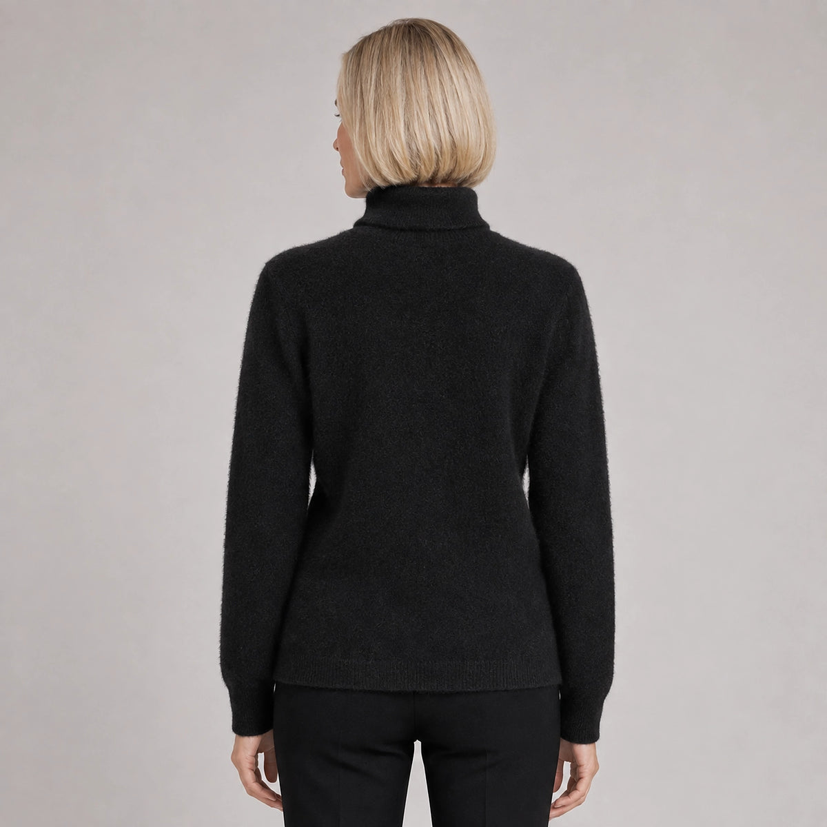 Halomi Cashmere Turtleneck Sweater — Black (apparel back)