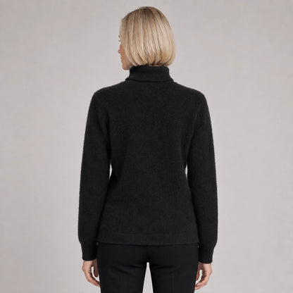 Halomi Cashmere Turtleneck Sweater — Black (apparel back)