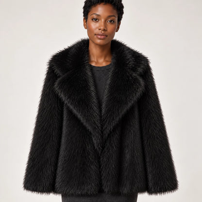 Neravessa Lapel Coat — Black (apparel detail)