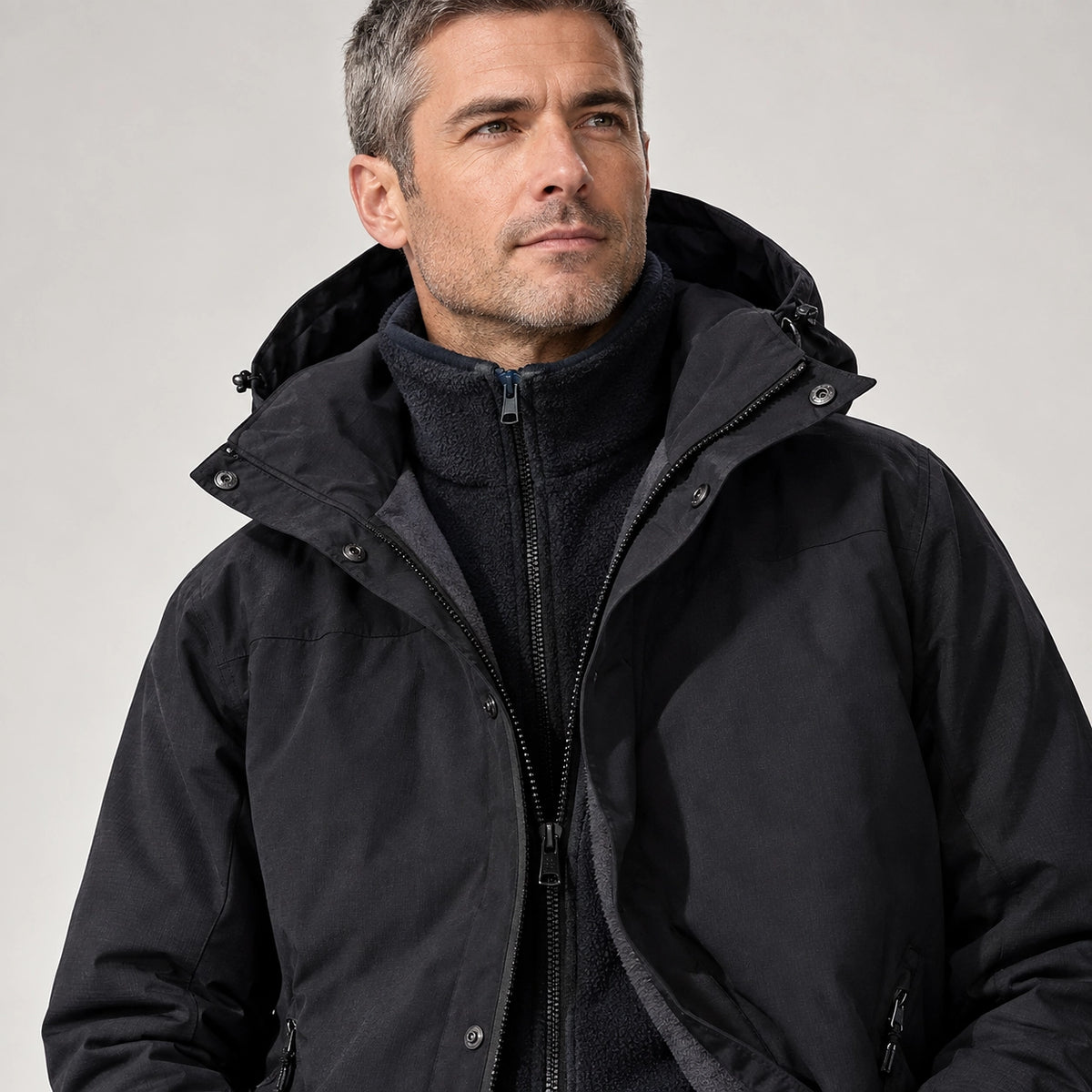 Draven Fleece Lined Jacket — Black (apparel detail)