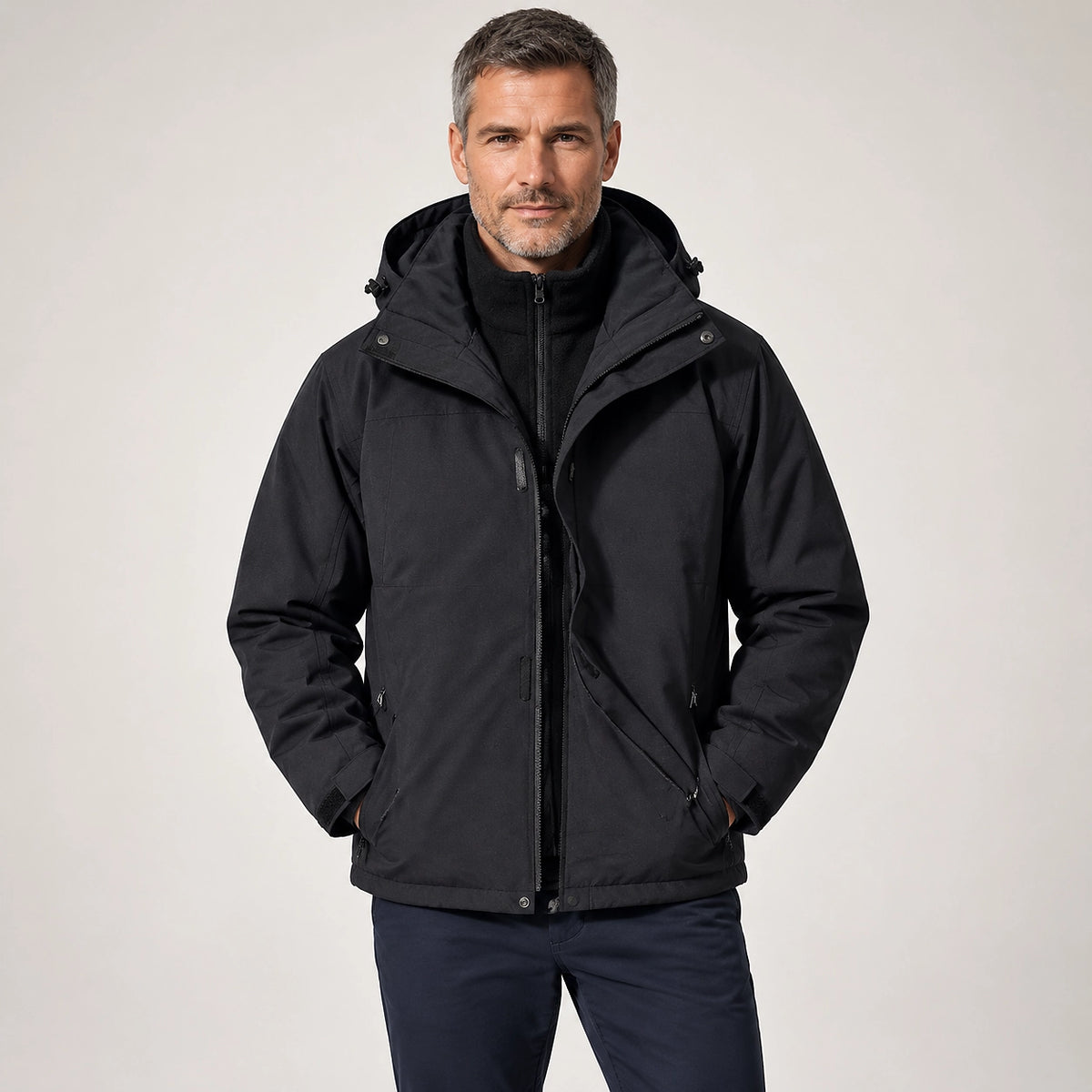 Draven Fleece Lined Jacket — Black (apparel front)