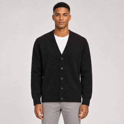 Dalven Wool Blend Cardigan — Black (apparel front)