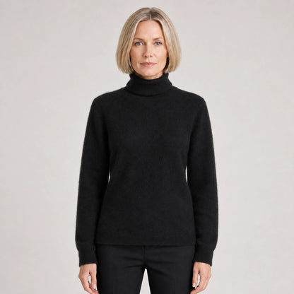 Halomi Cashmere Turtleneck Sweater — Black (apparel front)