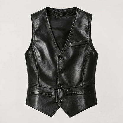 Darro Leather Vest — Black (apparel solo)