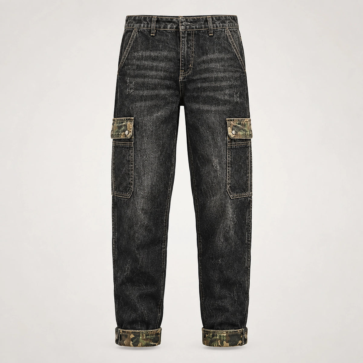 Breckon Cotton Cargo Jeans — Black (apparel solo)