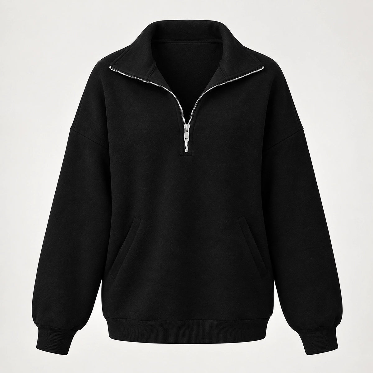 Delvra Quarter-Zip Sweatshirt — Black (apparel solo)