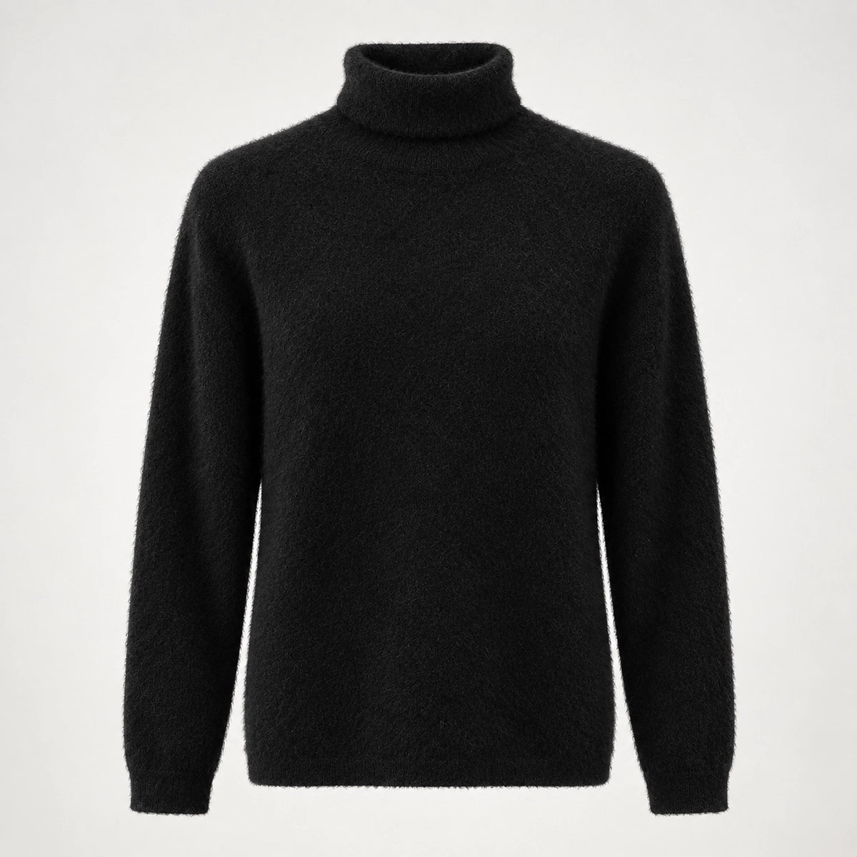 Halomi Cashmere Turtleneck Sweater — Black (apparel solo)