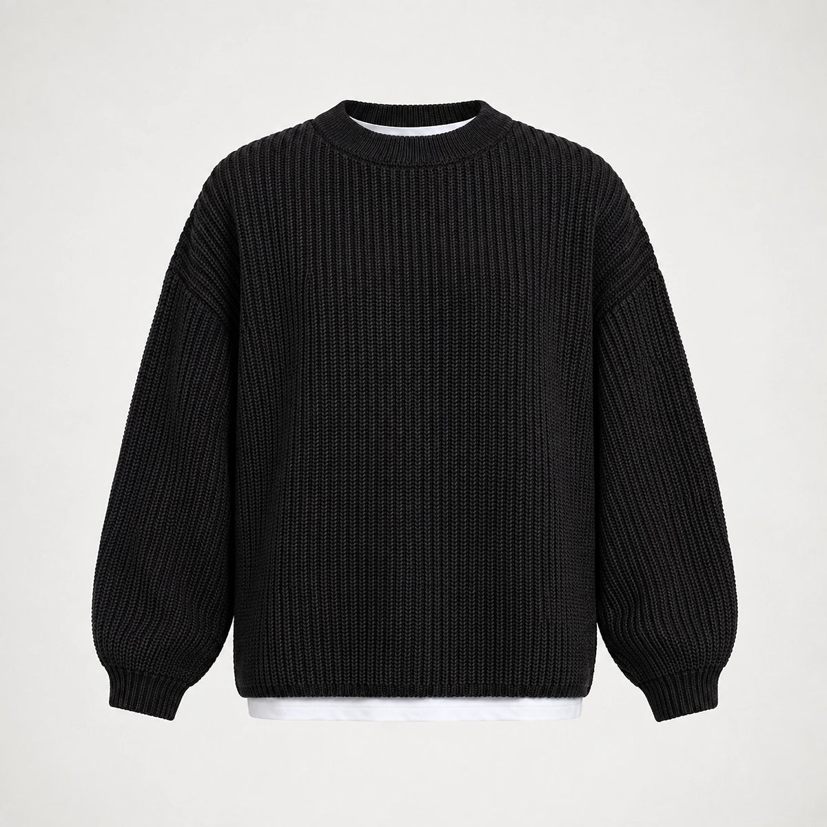 Brynn Ribbed Knit Sweater — Black (apparel solo)