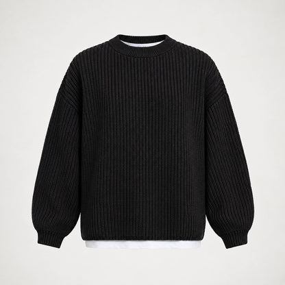 Brynn Ribbed Knit Sweater — Black (apparel solo)