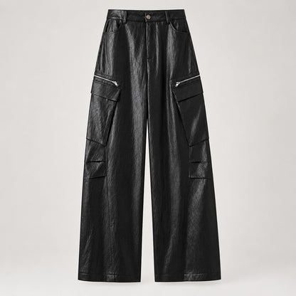 Brevel Leather Cargo Pants — Black (apparel solo)