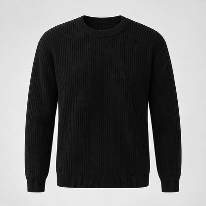 Harlen Ribbed Crewneck Sweater — Black (apparel solo)