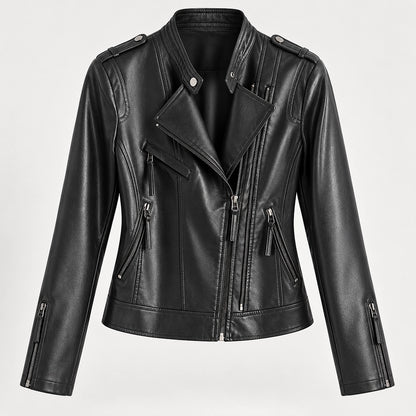 Brynn Leather Biker Jacket — Black (apparel solo)