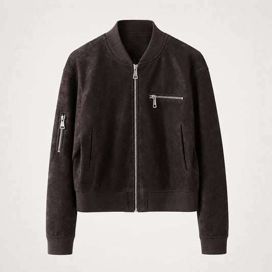 Dalvera Suede Bomber Jacket — Black (apparel solo)