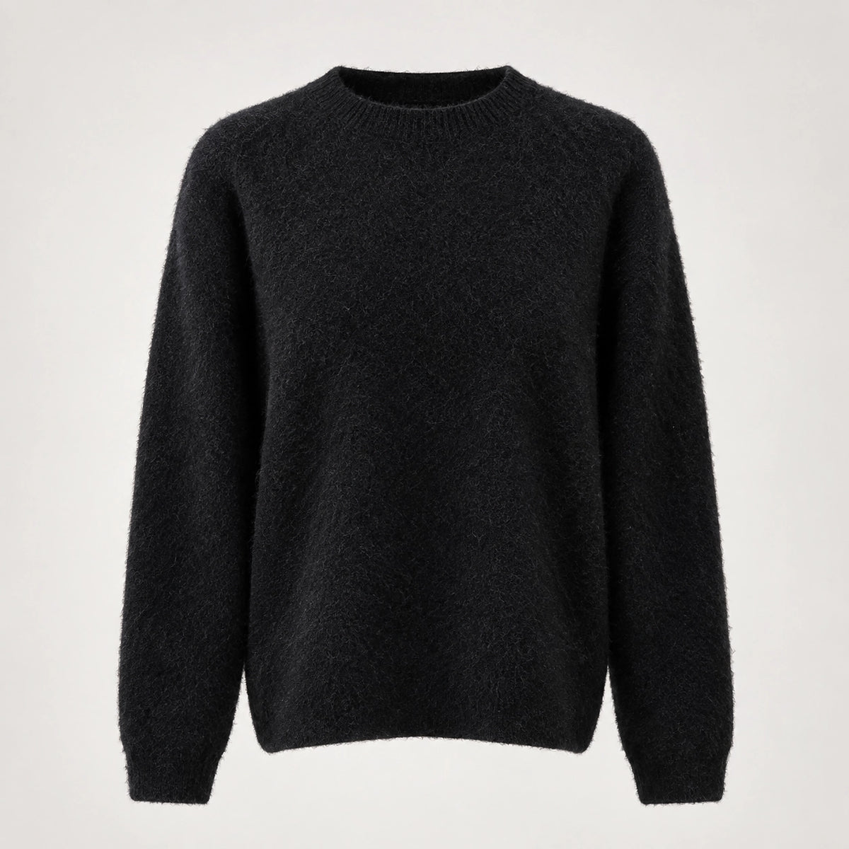 Beloru Cashmere Crewneck Sweater — Black (apparel solo)