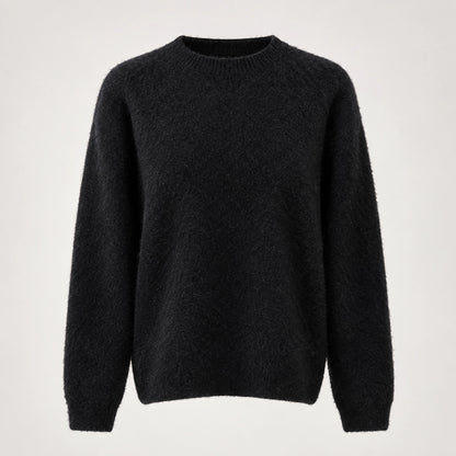 Beloru Cashmere Crewneck Sweater — Black (apparel solo)