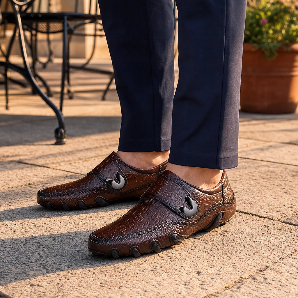 Halston Genuine Leather Loafers — Black (footwear environment 1)