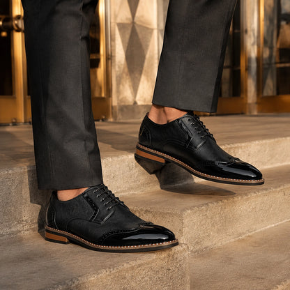 Daxton Leather Brogue Derby Oxfords — Black (footwear environment 1)
