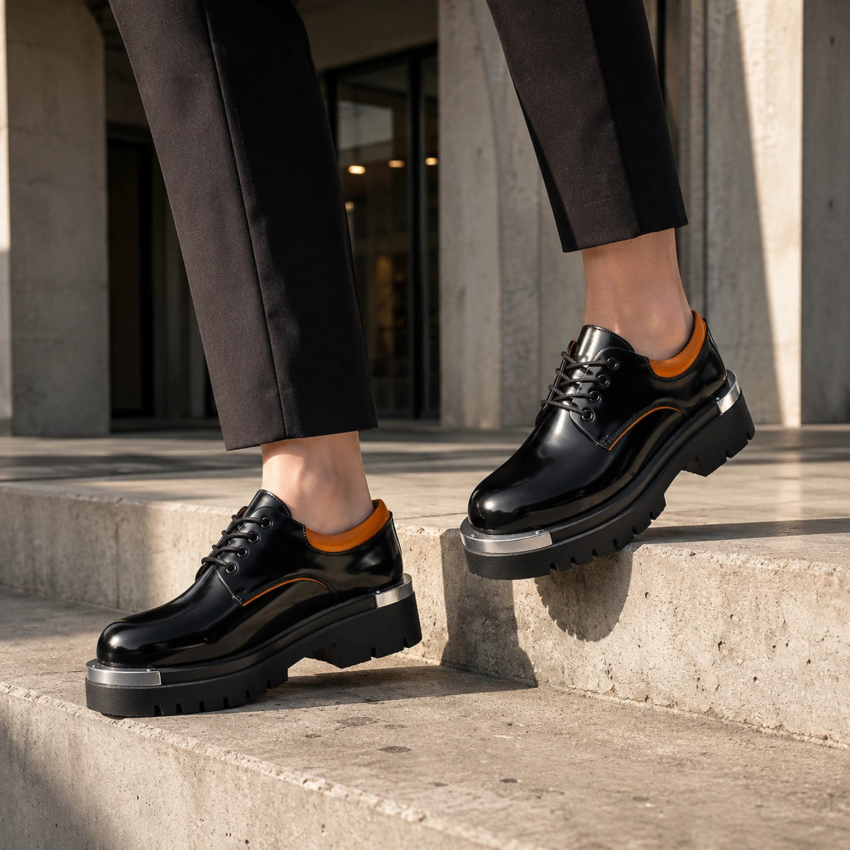 Halvord Leather Platform Oxford — Black (footwear environment 1)