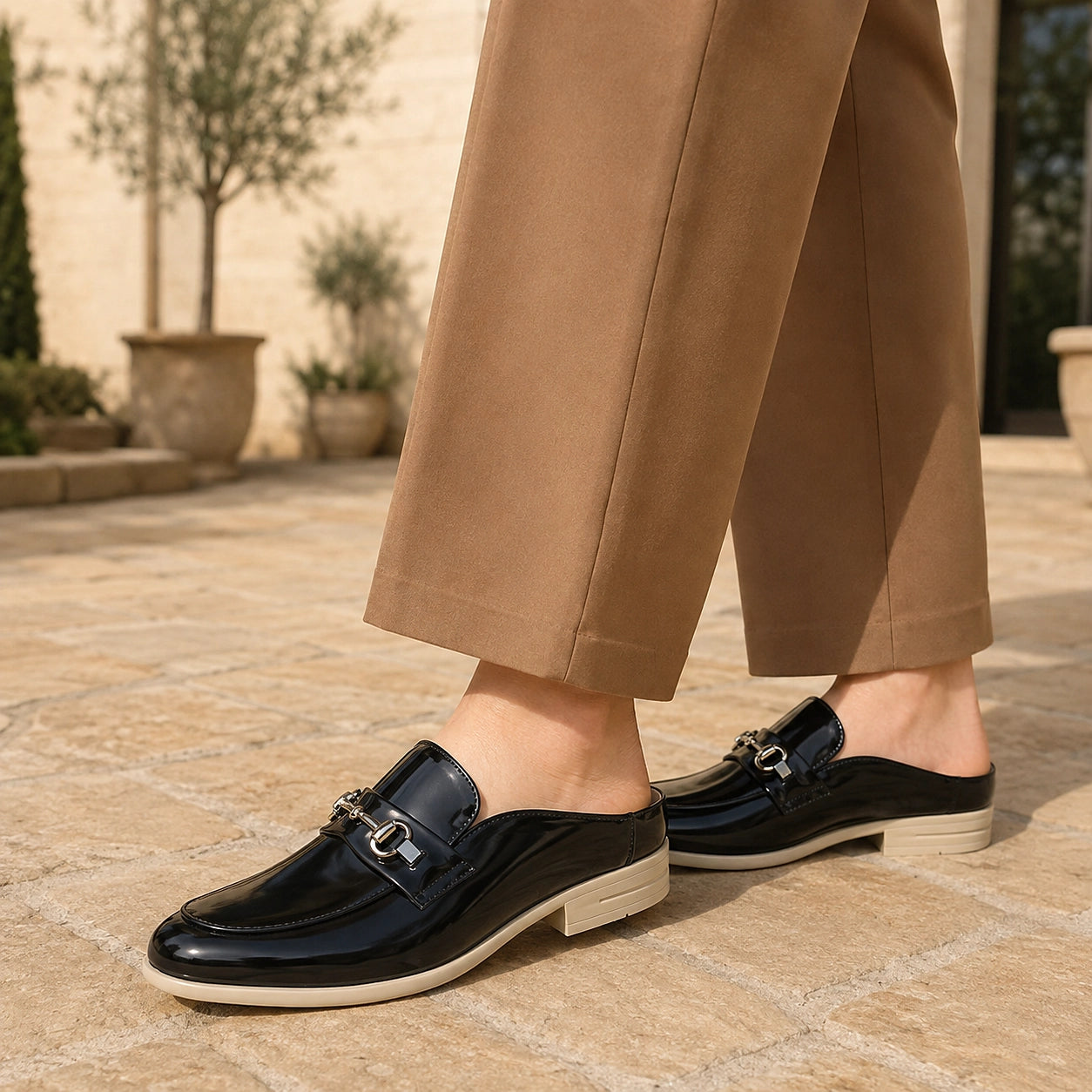 Halcourt Leather Horsebit Mule — Black (footwear environment 1)