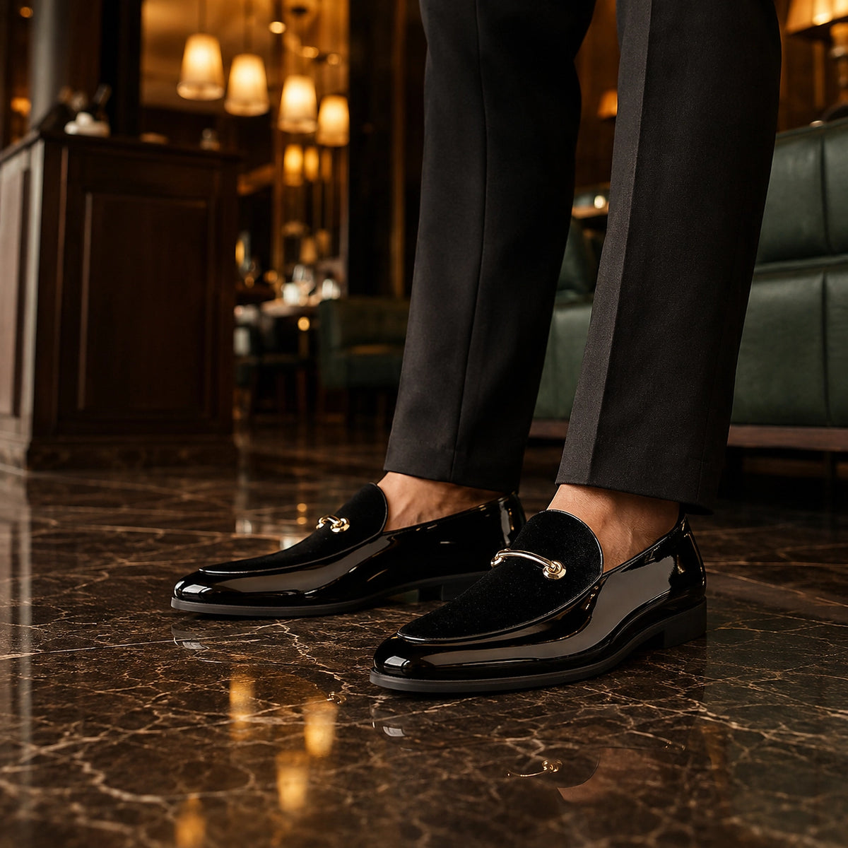 Dalcourt Leather Horsebit Loafers — Black (footwear environment 2)